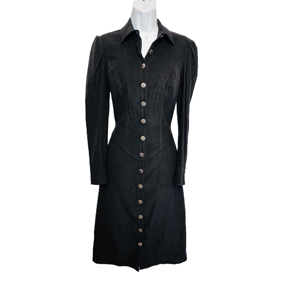 Betsey Johnson Vintage Black Long‎ Sleeve Button up Maxi Dress Size 8 Gorgeous!